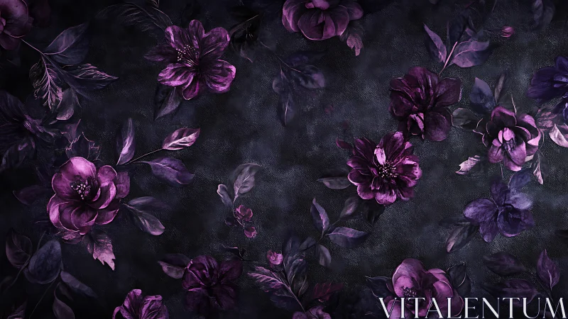 Midnight Blooms: Dark Florals Dance in Purple Reverie