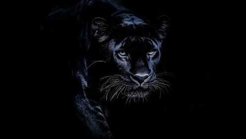 Nocturnal Feline Portrait: High-Contrast Cougar Study.