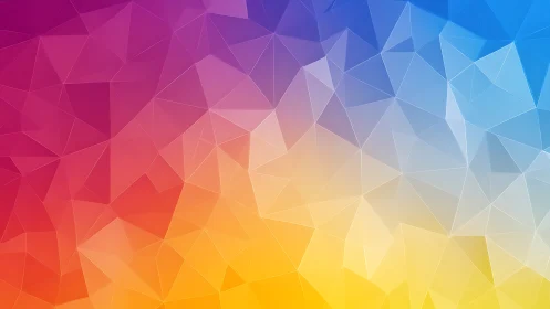 Prismatic polygons drift softly through sunrise gradients