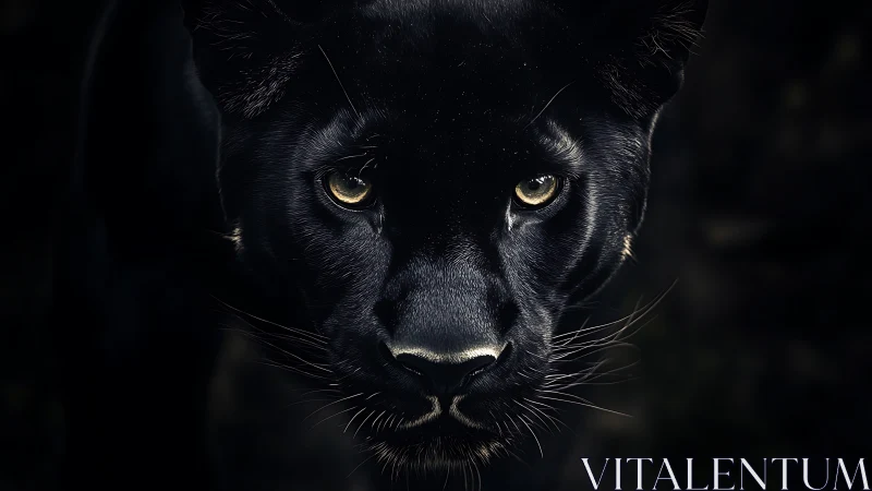 Black Panther's Piercing Gaze in Darkness.