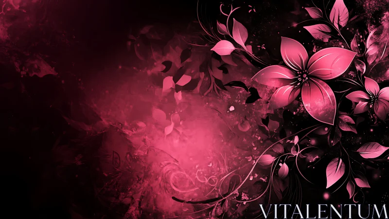 Luminous Pink Blooms Dancing in Mystical Darkness