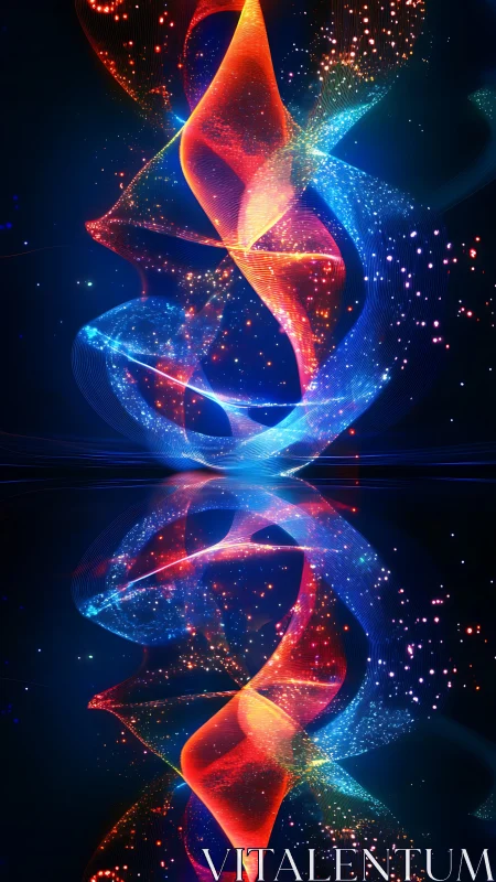 Ribbon galaxies waltz as mirrored waves of neon light