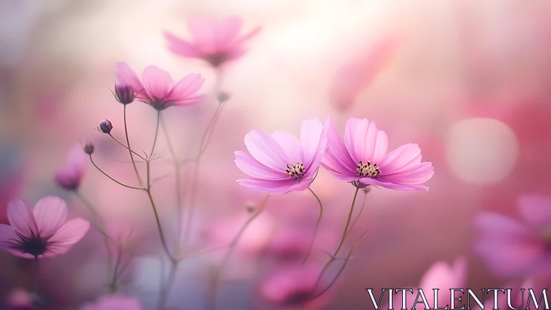 Cosmos Whispers: Pink Petals Dancing Through Soft-Focus Dreams.