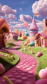 Candy Kingdom Fantasy Landscape: Pastel-Rendered Whimsical Architecture Environment