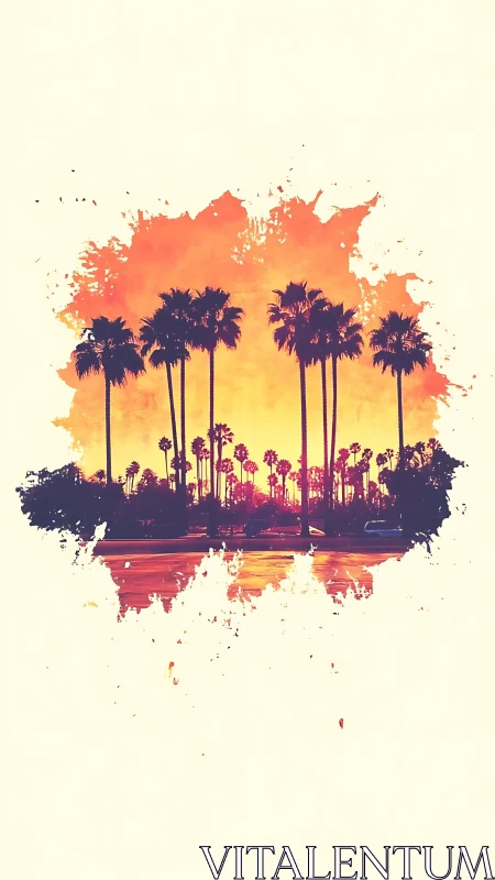 Sunset washed palm trees bringing cozy coastal daydreams.