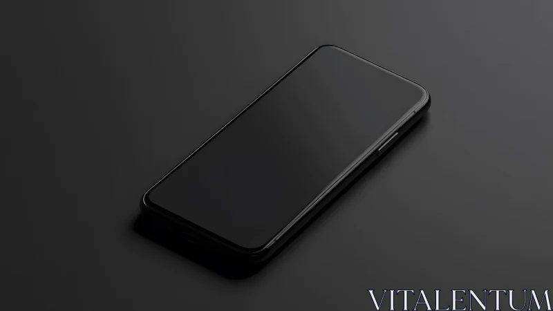 Modern smartphone on dark surface in minimalist lighting style.