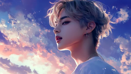 Dreamy skyward portrait glows with soft sunset color