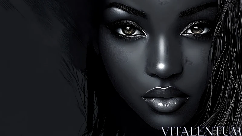 Noir portrait study with high-contrast metallic highlights.