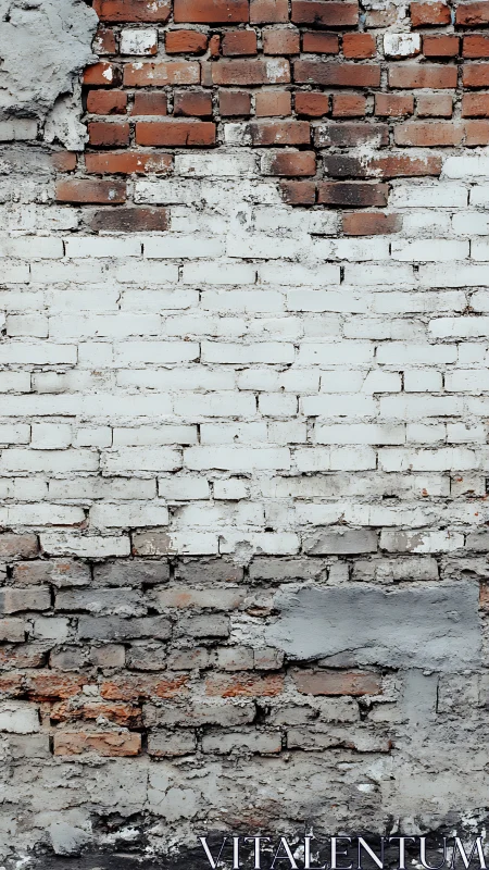 Weathered brick wall quietly rehearses its layered history