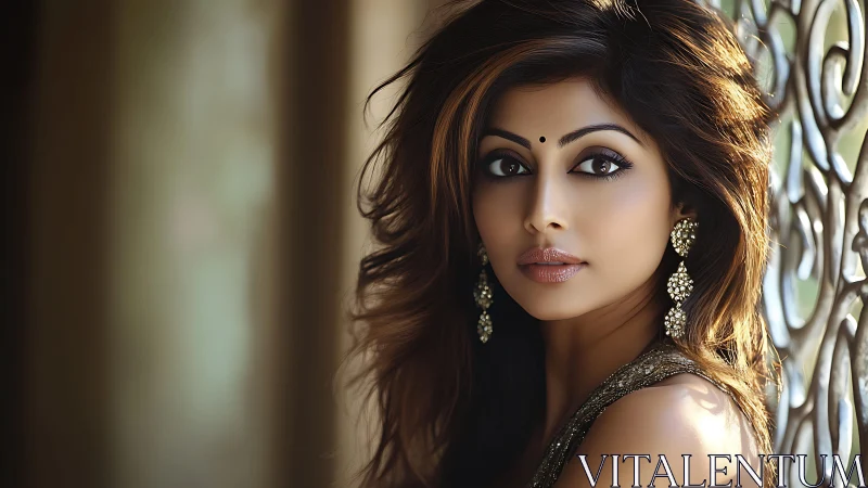 Soft afternoon light on elegant woman in jeweled earrings.