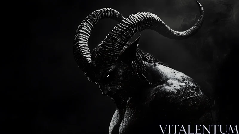 Midnight horned guardian emerging from the shadows.