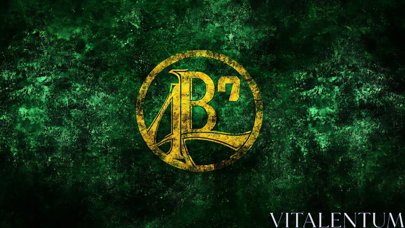 Grunge emerald texture with distressed circular AB7 emblem