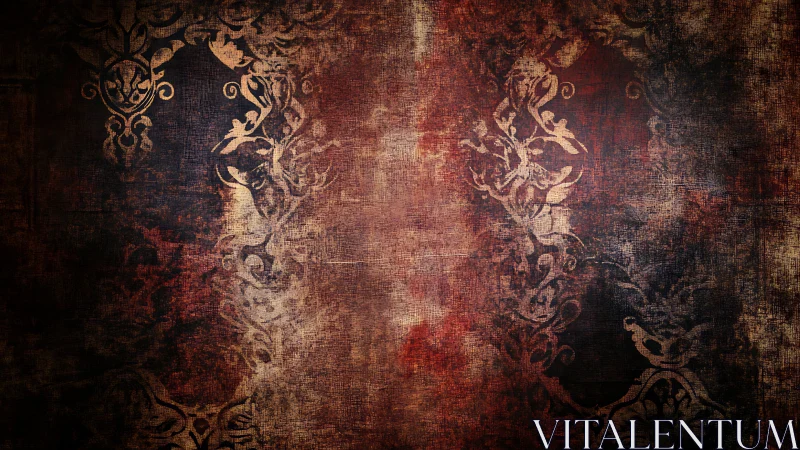 Textured surface presents aged ornamental vertical motifs