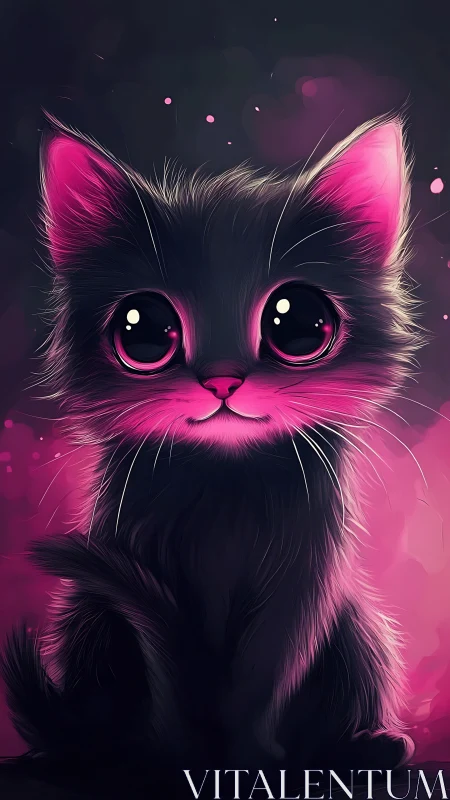 Luminous Feline Emerges from Neon-Soaked Dreamscape