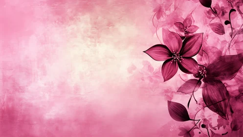 Magenta Floral Composition with Dark Pink Blooms Fading Into Soft Background