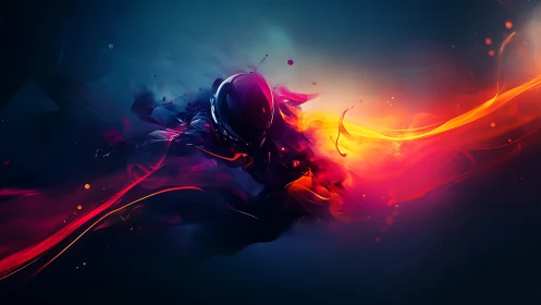 Blazing cosmic streak pours from a sleek, shadowed core