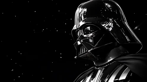 Armored sci fi villain portrait in stark space setting.