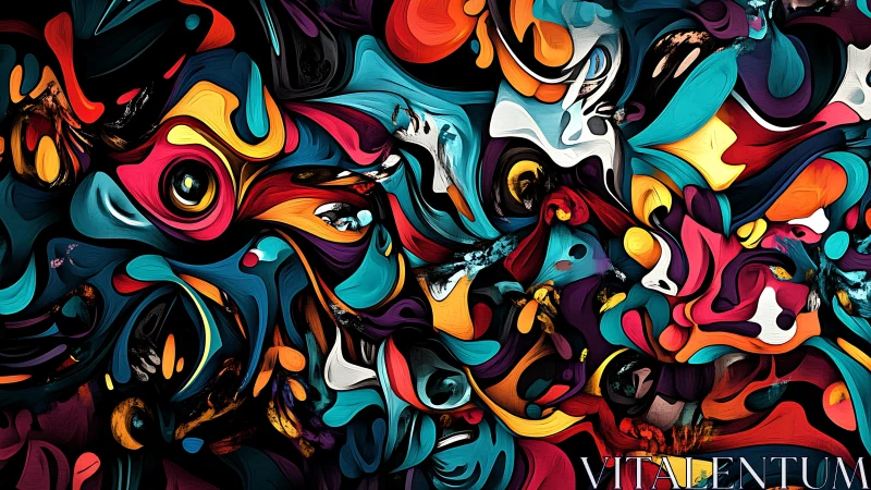 Dense abstract swirl composition exploits high-saturation curved forms