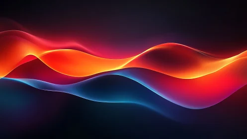 Luminous gradient waves flow across deep black canvas.