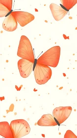Gentle orange butterflies drift softly across pale skies