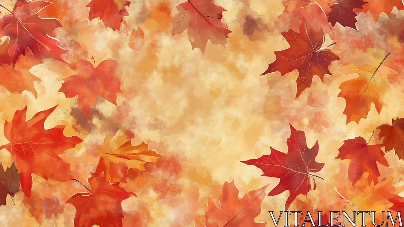 Autumn maple leaves border on warm textured background.
