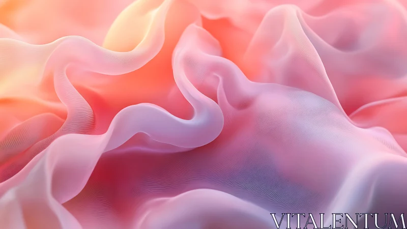Soft translucent fabric folds in pink and orange gradient.