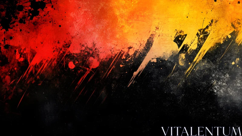 Vibrant Abstract Grunge Background in Red, Yellow, and Black Tones.