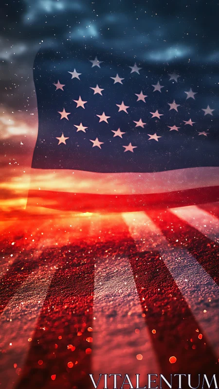 Star-spangled horizon glowing in ember-lit twilight sky.