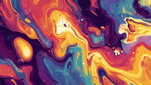 Luminous marbled swirls flow through vibrant abstract space.