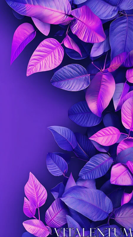 Lush purple leaves glow softly against a dreamy violet background