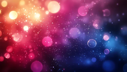 Vibrant abstract bokeh light background in pink, purple, and blue tones.