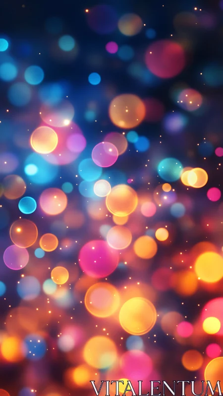 Glow of colorful bokeh lights in a dreamy night sky.