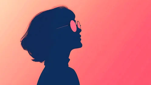 High-contrast vector silhouette portrait uses dual-tone gradient