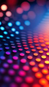 Neon bokeh dots forming vibrant wave of digital light.