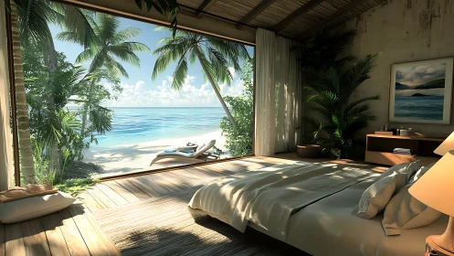 Minimalist Beachfront Bedroom Suite with Tropical Oceanview