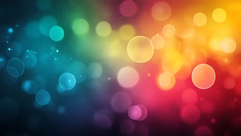 Vibrant multicolor bokeh abstract background with glowing circles.