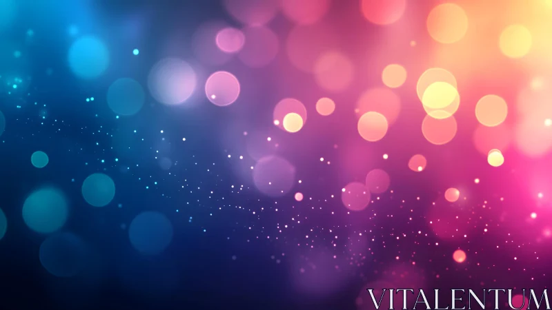 Vibrant Bokeh Light Abstract with Blue, Pink, and Yellow Gradient.