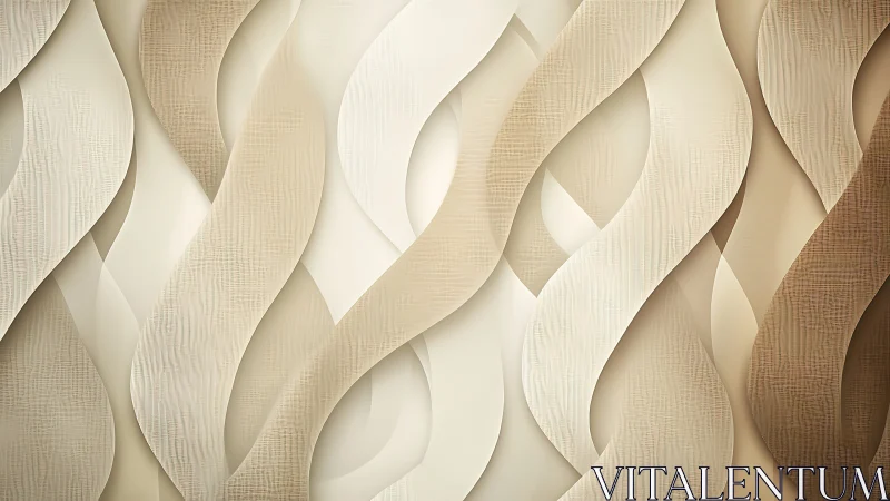 Layered beige wave pattern with woven curved ribbons.