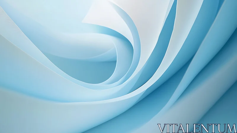 Curved blue layers create soft radial abstract swirl form