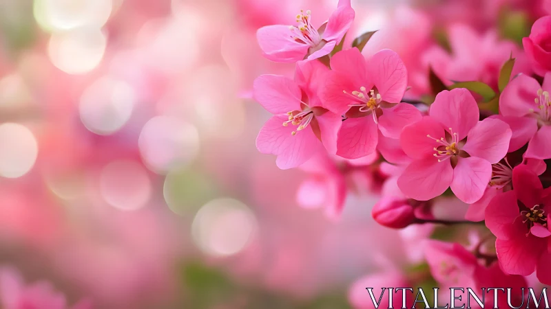 Pink Blossoms with Bokeh Background Spring Garden.