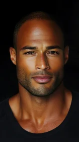 Close crop portrait shows confident man in studio lighting