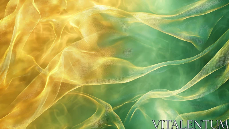 Translucent yellow and green fabric waves overlap in motion