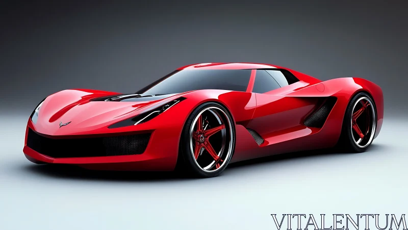 Scarlet supercar slices the light with razor-sleek curves.