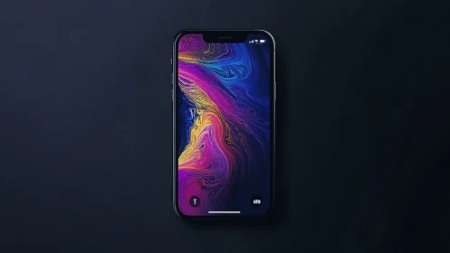 Vibrant Liquid Abstraction on iOS Device Display. Fluid Gradient Rendering.
