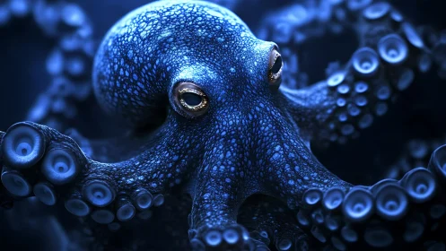 Midnight octopus conductor orchestrates a bioluminescent waltz
