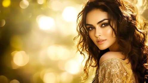 Golden hour portrait captures luminous gaze and curls