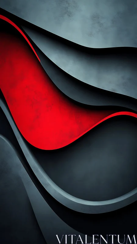 Red and gray layered abstract waves in vertical layout.