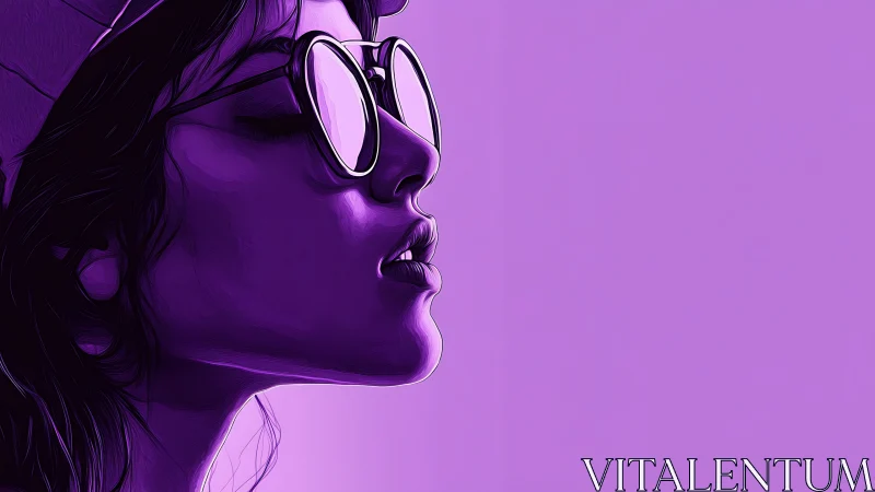 Violet daydream profile in glossy neon street-style glow.