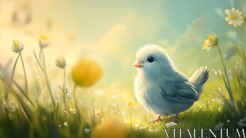 Downy dawn explorer gleams amid dreamy meadow light