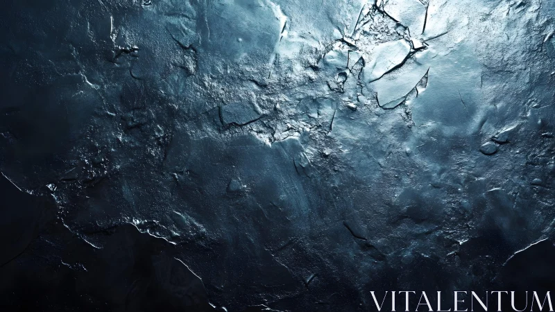 Abstract dark cracked texture with metallic blue highlights.